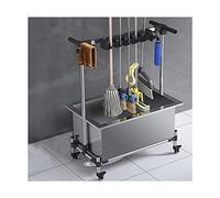 QWPYDXN Stainless Steel Mop Pool Shelf Floor Movable Broom Mop Holder Put Wet Mop 360 ° Universal Wheel Design Cleaning Shelf