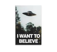 QWQEUTY I Want To Believe Posters Aesthetic Wall Art Canvas Vintage Poster Decorative Painting Living Room Bed Room Decor20x30inch(50x75cm) Unframe-style