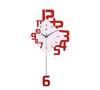 qwqqaq Pendulum Wall Clock Modern, Japanese Style Wooden Living Room Swing Quartz Wall Clock, Large Dial Silent Home Decoration-red 25x13inch(64x34cm)