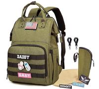 QWREOIA Diaper Bag Backpack for Dad and Mom with USB Charging Port Stroller Straps and Insulated Pocket,army military Travel Nappy Backpack for daddy mommy (Green)