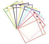 Qwrqwr 10Pcs Dry Erase Pockets Reusable Bone Folder PVC Sleeves A4 for Classroom Teacher Office Supplies