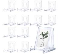Qwrqwr 12 Pack Acrylic Card Display Stand Adjustable Clear Trading Card Stand Lightweight Portable Book Stand for Photos Plates Multi-Use Display Holder for Home Cafe Craft Fairs
