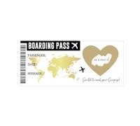 Qwrqwr 2 Pieces Golden Scratch Card Reveal Personalised Boarding Pass Ticket Scratch-Off Cards for Valentine’s Day Holiday Birthday Girlfriends Travel Surprises (White)