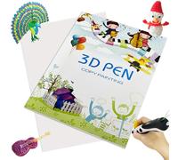 Qwrqwr 3D Printing Drawing Book Reusable for Kids with Graffiti Stencils Painting Colorful Templates for Children Pen DIY Fun Creative Gift