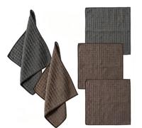 Qwrqwr 5 Pack Barista Cloths Absorbent Microfiber Coffee Cloths with Hanging Loop, 30x30 cm Colour-Coded 2 Grey & 3 Coffee-Brown for Espresso Machine Steam Wand Countertop