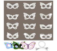 Qwrqwr Animal Masks Painting Children Safe Blank Masks with 12 Pieces Butterfly Design Face Mask to Design Yourself for Children's Party Games Craft Set Children's Birthday Party (Butterfly)