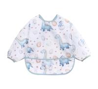 Qwrqwr Baby Bib with Sleeves Waterproof Weaning Bib for Toddlers 6-36 Months Coverall Apron Machine Washable for Mess-Free Feeding Soft Safe and Stylish Design (Blue)