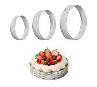 Qwrqwr Cake Rings Cooking Pastry Perforated Tart Ring Crumpet-Rings Non Stick for Baking Dessert DIY Porous Crumpet Muffin Pizzas