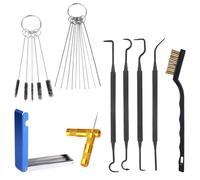 Qwrqwr Carburetor Cleaner Kit Motorcycle Chain Engine Cleaning Tool Kits with Single Head Brush Needles Nylon Brushes Scraper and Cleaning Hooks