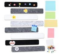 Qwrqwr Cork Board for Walls Felt Strip Notice Pinboard with 50 Pins and 4 Sizes of Lined Post It Notes for Memo Message Photos Schedules Centre Office Home Notes (Black and White Tones)