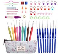 Qwrqwr Crochet Hooks Set Knitting Needles with Case and Large Eye Hand Sewing Hooks for Hands Gift