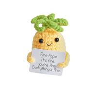 Qwrqwr Positive Affirmation Knitted Pineapple Doll Funny Crochet Plush Toy with Encouragement Card Emotional Support Handmade Gift for Girls Boys Friends Colleague Teacher Birthday