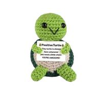 Qwrqwr Positive Crochet Knitted TurtleDoll Funny Plush Toy with Encouragement Card Emotional Support Handmade Gift for Women Girls Boys Friends Colleague Teacher Birthday (Green shell sea turtle)