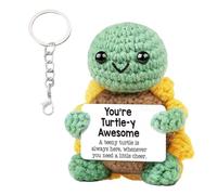 Qwrqwr Positive Knitted Turtle Doll Funny Crochet Plush Toy with Encouragement Card Emotional Support Handmade Gift for Girls Boys Friends Colleague Teacher Birthday (Sunflower Sea Turtle)