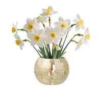 Qwrqwr Small Disco Ball Vase Golden Disco Ball Planter Mini Plant Pot for Cacti Herbs and Windows Silver Mirror Glass Decorative Vase 3.94 x 3.15 Inches (1, Golden)