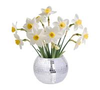 Qwrqwr Small Disco Ball Vase Silver Disco Ball Planter Mini Plant Pot for Cacti Herbs and Windows Silver Mirror Glass Decorative Vase 3.94 x 3.15 Inches (1, Silver)