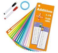 Qwrqwr Times Tables Flash Cards for Kids 1-12 Addition Chart Educational Math Flashcards for 1st to 3rd Grades Includes 2 Dry Erase Pens Interactive Games in Homeschool Classroom (Addition)