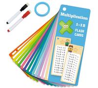 Qwrqwr Times Tables Flash Cards for Kids 1-12 Chart Educational Math Flashcards for 1st to 3rd Grades Includes 2 Dry Erase Pens Interactive Games in Homeschool Classroom (Multiplication)