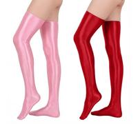 Qwrqwr Women's Shiny Stockings Opaque Thigh High Stocking Over the Knee Socks for Party Club