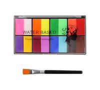 Qwrqwr16 Colors Kids Face Paint Washable Water-Based Body Painting Palette Safe and Non-Toxic with Brush High Pigment Easy to Apply for Halloween Role Play and Party Makeup