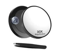QwrqwrTravel Magnifying Mirror with Suction Cup Precision Tweezers for Women's Facial Hair and Eyebrow Plucking Blackhead Blemish Removal 30 Dual Magnification Makeup Tool (30)