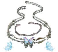 QWSYGH I Am The Storm-Gradient Crystal Butterfly Curved Necklace, Fashion Elegant Rhinestone Choker Inspirational Necklace Pendant (B)