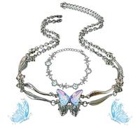QWSYGH I Am The Storm-Gradient Crystal Butterfly Curved Necklace, Fashion Elegant Rhinestone Choker Inspirational Necklace Pendant (A)