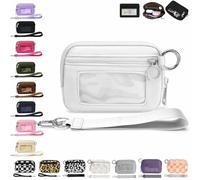 QWSYGH The Iris' Wallet 2nd Gen, The Iris Pouch Wristlet, Zip Card Case with ID Window/Hand Strap, for Travel Credit Card Holder (White)