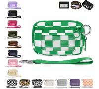 QWSYGH The Iris' Wallet 2nd Gen, The Iris Pouch Wristlet, Zip Card Case with ID Window/Hand Strap, for Travel Credit Card Holder (Green-B)