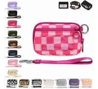 QWSYGH The Iris' Wallet 2nd Gen, The Iris Pouch Wristlet, Zip Card Case with ID Window/Hand Strap, for Travel Credit Card Holder (Rose Red-B)