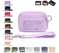 QWSYGH The Iris' Wallet 2nd Gen, The Iris Pouch Wristlet, Zip Card Case with ID Window/Hand Strap, for Travel Credit Card Holder (Light Purple-A)