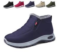 QWSYGH Women's Snow Boots Warm Sheepskin-Lined Boots, Winter Ankle Comfortable Slip on Short Snow Fur Lined Boots (Blue,6.5)