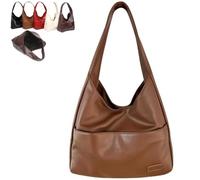 QWSYGH Women's Vintage Shoulder Bag, Large Capacity Soft Vegan Leather Casual Tote, Stylish Everyday Handbag (Brown,Magnetic)