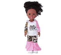 QWUUYEC 14 Inch African Black Skin Baby Doll - Curly Hair Reborn Girl Doll, Fashionable Clothes, Safe Eco - friendly Material for Children Play and Photography