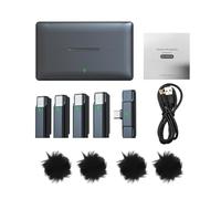 QWUUYEC 2.4G Wireless Microphone System Clip - on Microphone for Phone, Omnidirectional Mini Lapel Mic, 100M Transmission Range, Auto Pairing, Noise Cancellation - Stable Multi - User (Type C)