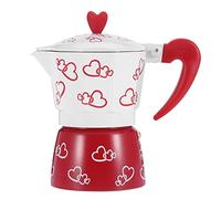 QWUUYEC Aluminum Coffee Maker Kettle Pot Small Size, Durable, Odorless, Safe Material - Suitable for Home and Office, Compatible with Gas Stove and Electrothermal Furnace (Red hearts be careful)