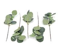 QWUUYEC Artificial Plants Faux Leaves Simulation 5pcs, Lifelike DIY Decoration for Home Garden Office Wedding - Realistic Texture, Durable Plastic and Metal, Easy to Use for Various