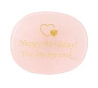 QWUUYEC Birthday Anniversary Stone, Inspirational Sculpture, Gold Words, Decorative Keepsake - Heartfelt Inscriptions, Polished Elegance, Meaningful Gift for Home or Office (Pink)