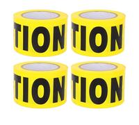 QWUUYEC Caution Tape Rolls, Yellow Background Black Word, 4PCS Safety Warning Barricade Tape for Construction Site and Hazardous Area - High Visibility, Durable PE Material, Versatile Us