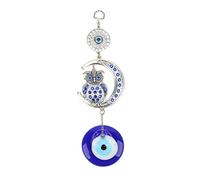 QWUUYEC Evil Eye Pendant, Night Owl Moon Coloured Glaze Alloy, 1 Piece - Elegant Style, Attract Wealth, Protective Good Luck Charm for Home and Office