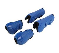 QWUUYEC Horse Leg Boots PU Elastic Breathable Thickened Front Hind Leg Protector Blue Set of Four L - Durable Cushioning, Tendon Support, Ideal for Equestrian Protection (Set of four blue Large Size)