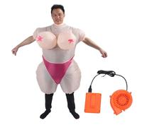 QWUUYEC Inflatable Costume for Adults Big Boob Woman Polyester Funny Blow Up Halloween Costume - Easy Inflation, Durable Material, for Parties and Cosplay