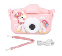 QWUUYEC Kids Camera Toy - Dual Lens with Auto Focus, HD Video Recording & Gaming Fun for Children (Blue) (Pink)