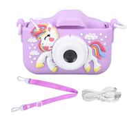 QWUUYEC Kids Camera Toy - Dual Lens with Auto Focus, HD Video Recording & Gaming Fun for Children (Blue) (Purple)