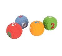 QWUUYEC Latex Dog Ball Toy, Soft Interactive Chewing Fetching Toy for Small Medium Pets, 4pcs - Built - In Squeaker, Durable and Flexible, Ideal for Play and Training
