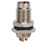 QWUUYEC M8 Aviation 4Pin Plug Connector Metal Interface, Brass Plated Shell, IP67 Waterproof 4A Current Rating - Durable Brass Construction, Industry Standard Compliance, Ideal fo