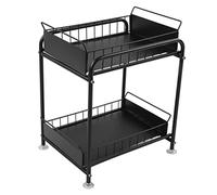 QWUUYEC Multi Purpose Under Storage - Sliding Drawer with Raised Guardrails, Mesh Design for Drainage and Easy Cleaning, Stable Metal Frame with Suction Cups for Kitchen Sink Cabinet Org