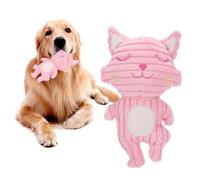 QWUUYEC Soft Plush Pink Cat Shape Dog Chew Toy, Sounding Teeth Cleaning Interactive Training Toy, 24cm - Safe Non - Material, Engaging Play, Relieves Boredom and Anxiety