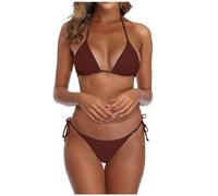 QWUVEDS Bikini Swimsuit for Women Black Brazilian String Bikini Swimsuit Triangle Top Bathing Suits Swimsuits Swimsuit Long Sleeve Bikini Teen Girls Micro Bikini Sexy Extreme Bikini, brown, S