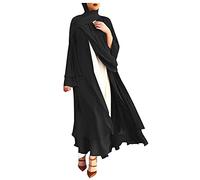 QWUVEDS Colorful Coat Women Muslim Solid Women Elegant Soft Loose Chiffon and Jacket Long Jacket for Women Heated Clothing Men, black, XXL